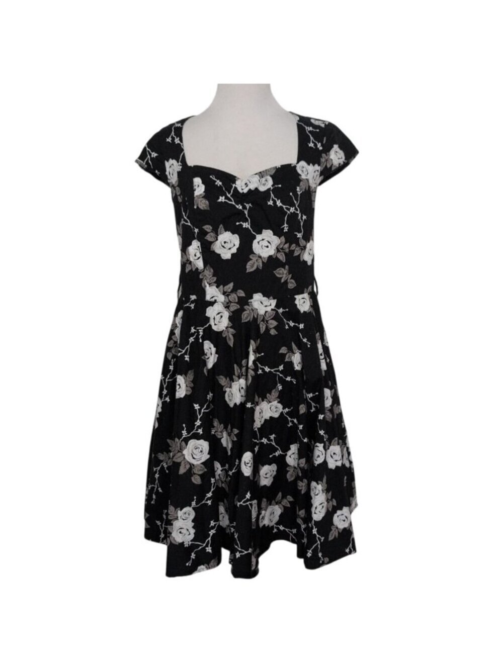 Hell Bunny Vixen Floral Dress Womens Size Medium Black Pin Up Retro Rockabilly